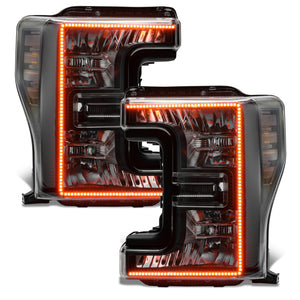 Oracle 17-19 Ford F-250 SD Dynamic Pre-Assembled Headlights - Halogen - Black Edition -
