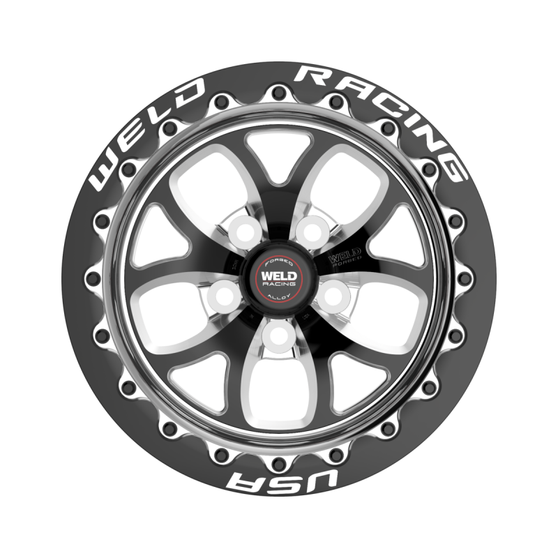 Weld S76 Beadlock 15x10/5x115/6.5 BS/3.18 HB - Black Center - Polished Shell - Black SBL MT Wheel