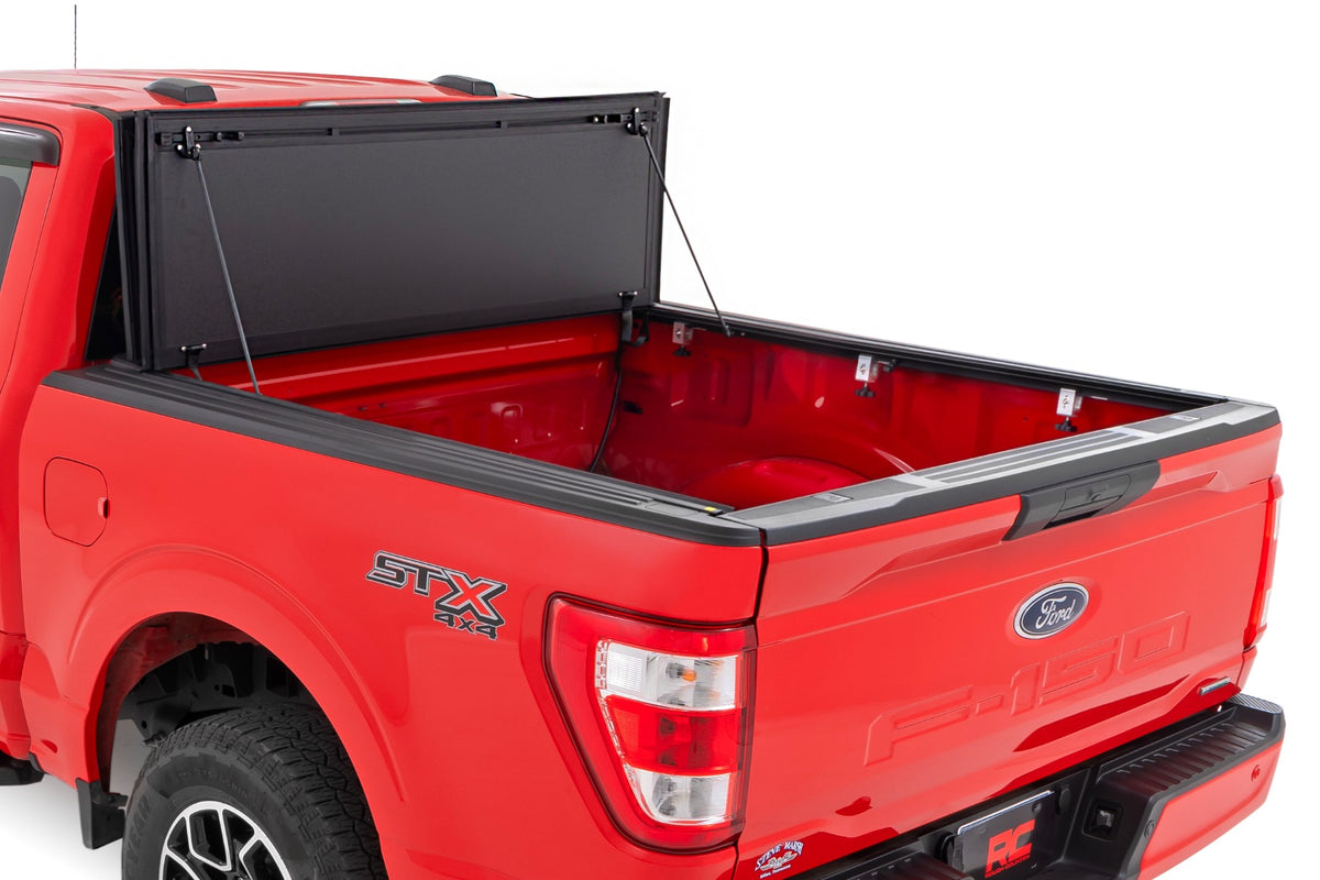 Rough Country Hard Tri-Fold Flip Up Bed Cover | Ford F-150 2WD/4WD (2015-2020)