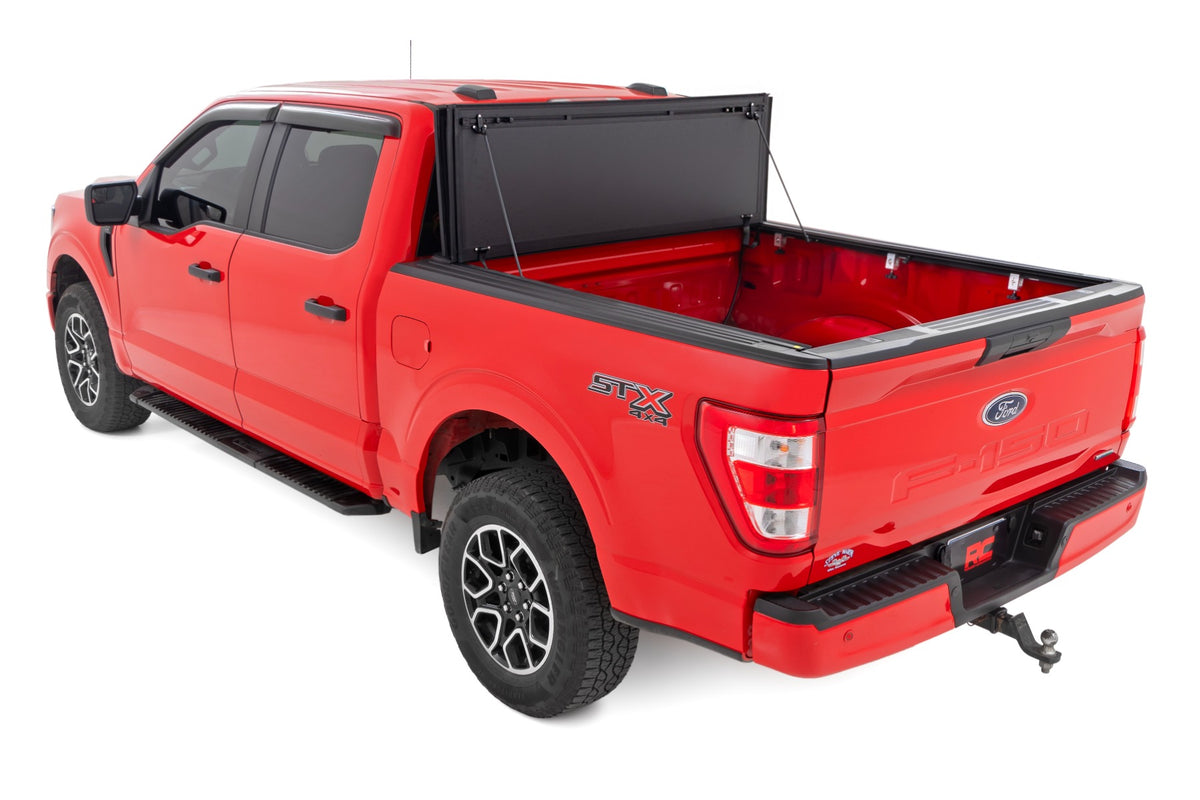 Rough Country Hard Tri-Fold Flip Up Bed Cover | Ford F-150 2WD/4WD (2015-2020)
