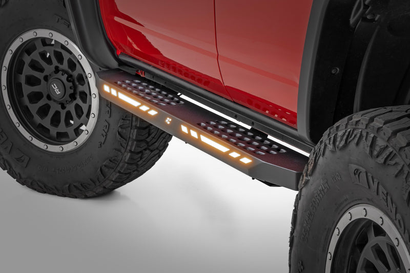 Rough Country AC2 Running Boards Amber/White | 4-Door | Ford Bronco 4WD (2021-2026)
