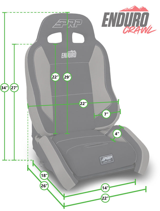PRP EnduroCrawl Reclining Suspension Seat (Driver Side) - Black Tweed