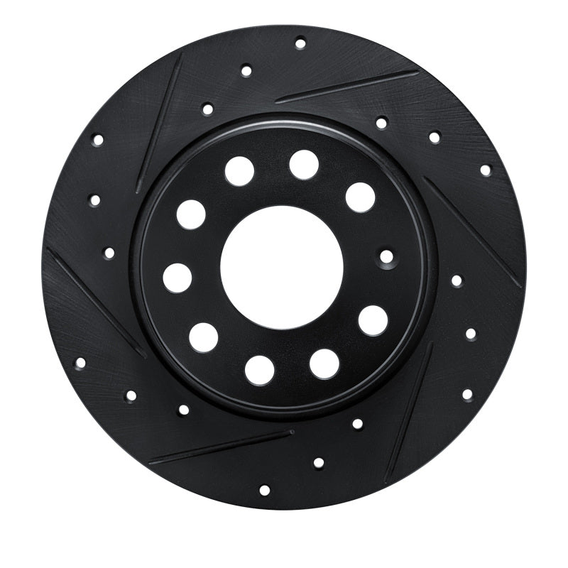 R1 17-25 Audi Q2 (Mexico) Rear Left Drilled & Slotted Black Brake Rotor