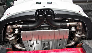 MBRP 14-19 Porsche GT3/GT3RS 3in Center Muffler Bypass 4in Tips - Black Coated