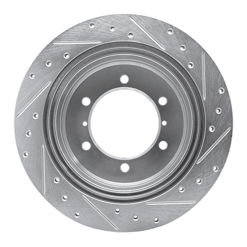 R1 90-04 Mitsubishi Montero Rear Left Drilled & Slotted Silver Brake Rotor