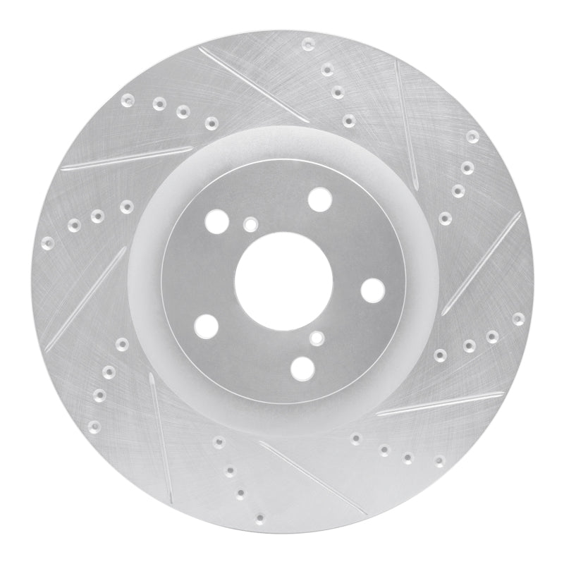 R1 09-11 Lexus GS450H Right Front Drilled & Slotted Silver Brake Rotor