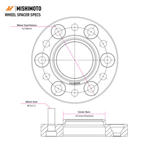 Mishimoto Wheel Spacers - 5x108 - 63.3 - 20 - M12 - Black