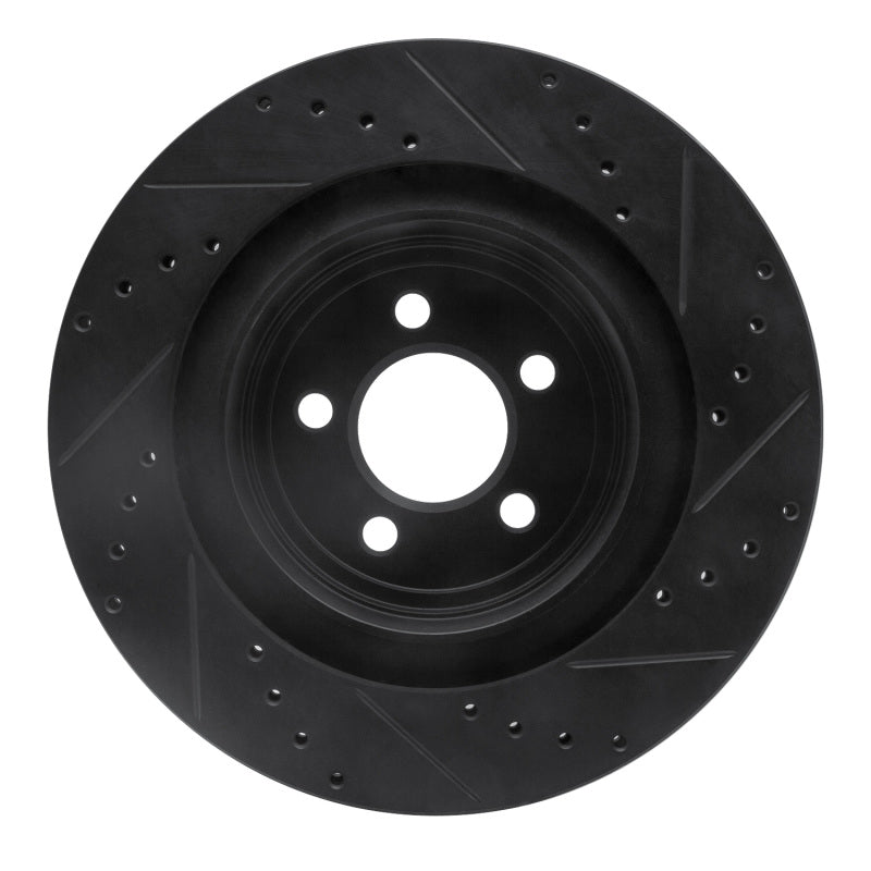 R1 06-23 Dodge Charger Rear Left Drilled & Slotted Black Brake Rotor