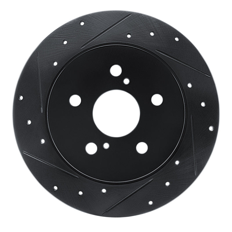 R1 18-22 Toyota C-HR Rear Left Drilled & Slotted Black Brake Rotor