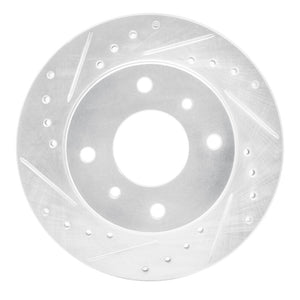 R1 89-96 Nissan 240SX Front Left Drilled & Slotted Silver Brake Rotor