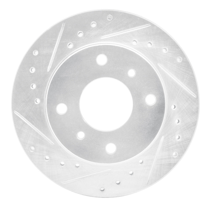 R1 89-96 Nissan 240SX Front Left Drilled & Slotted Silver Brake Rotor