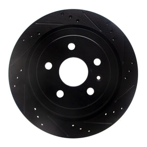 R1 08-19 Cadillac CTS Rear Right Drilled & Slotted Black Brake Rotor