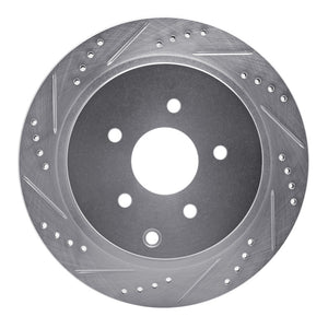 R1 03-24 Infiniti FX45 Rear Left Drilled & Slotted Silver Brake Rotor