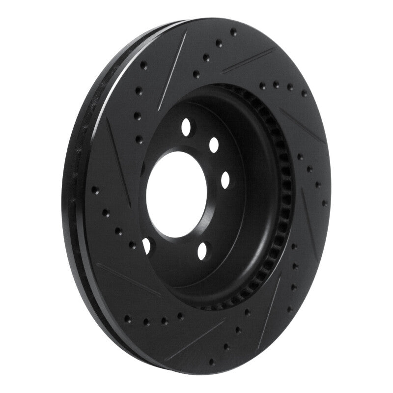 R1 10-17 Volkswagen AMAROK (Mexico) Front Right Drilled & Slotted Black Brake Rotor