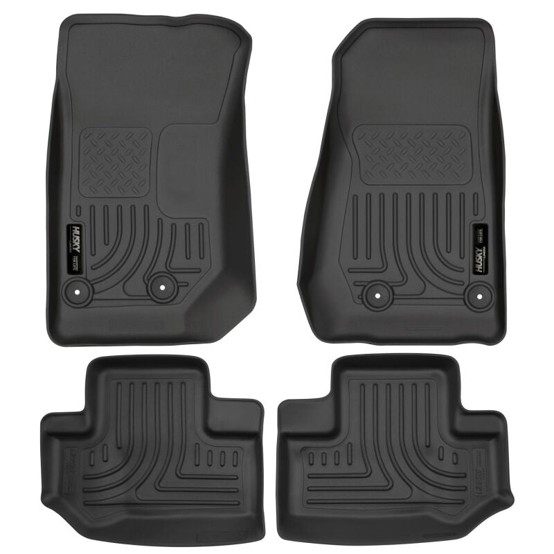 Husky Liners 11-18 Jeep Wrangler JK 2dr WeatherBeater Front & 2nd Row Floor Liners - Black