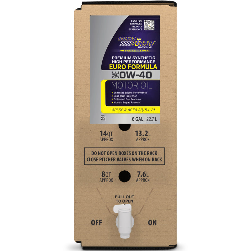 Royal Purple Premium Synthetic High Performance Euro Formula 0W40 Motor Oil - 6 Gallon Bag-In-Box