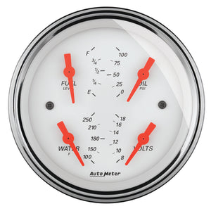 AutoMeter Gauge Quad 3-3/8in. 0 Ohm(e) to 90 Ohm(f)Elec Arctic White