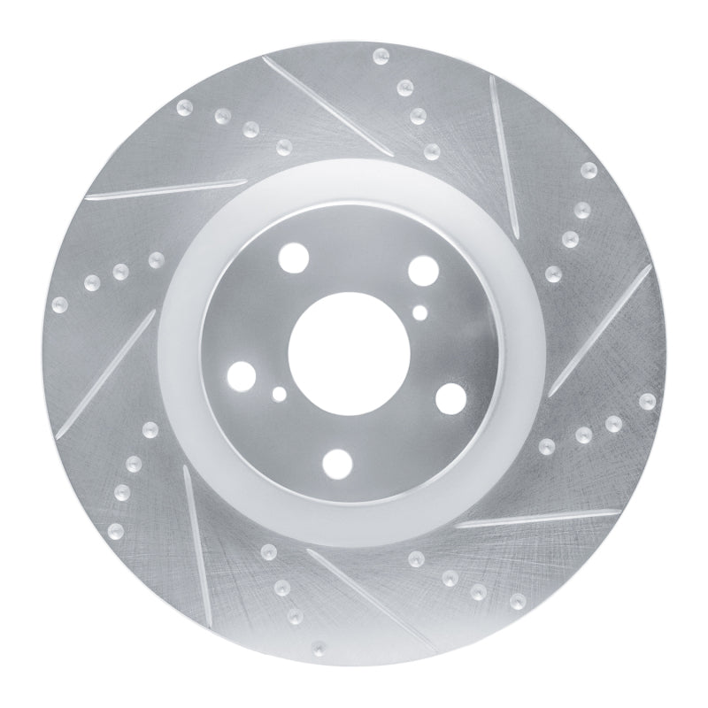 R1 09-11 Lexus IS350 Left Front Drilled & Slotted Silver Brake Rotor