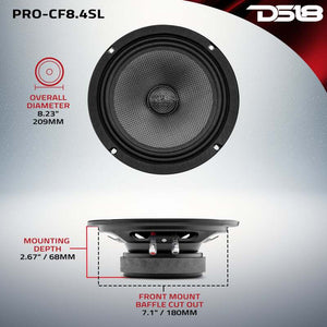 DS18 8in 275 Watts RMS 4 ohm Mid-Bass Loudspeaker Shallow