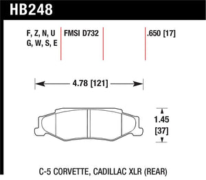 Hawk 97-06 Corvette (incl C5 Z06) HPS Street Rear Brake Pads