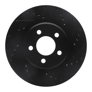 R1 05-23 Chrysler 300 Front Right Drilled & Slotted Black Brake Rotor