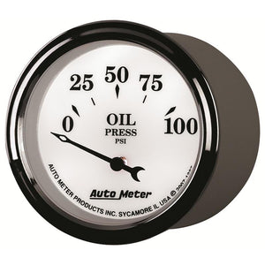 AutoMeter Gauge Oil Press 2-1/16in. 100PSI Elec Old Tyme White II