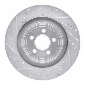 R1 06-23 Dodge Magnum Rear Right Drilled & Slotted Silver Brake Rotor
