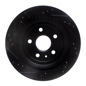 R1 08-19 Cadillac CTS Rear Right Drilled & Slotted Black Brake Rotor