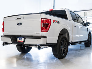 AWE Tuning 0FG 21+ Ford F150 Dual Split Rear Exhaust - 5in Chrome Silver Tips