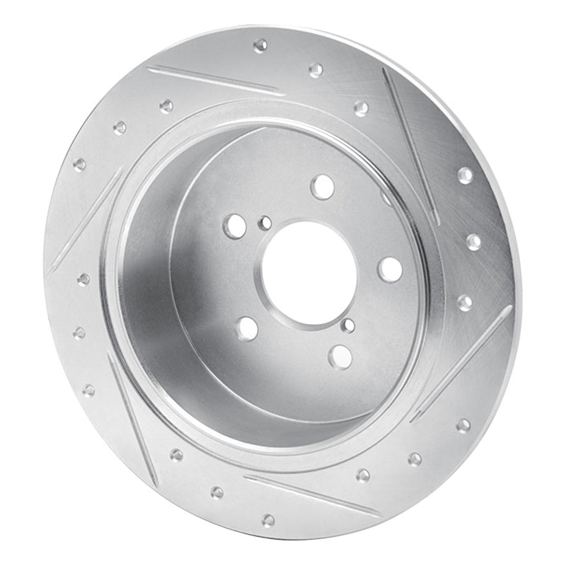 R1 12-23 Subaru Crosstrek Rear Left Drilled & Slotted Silver Brake Rotor