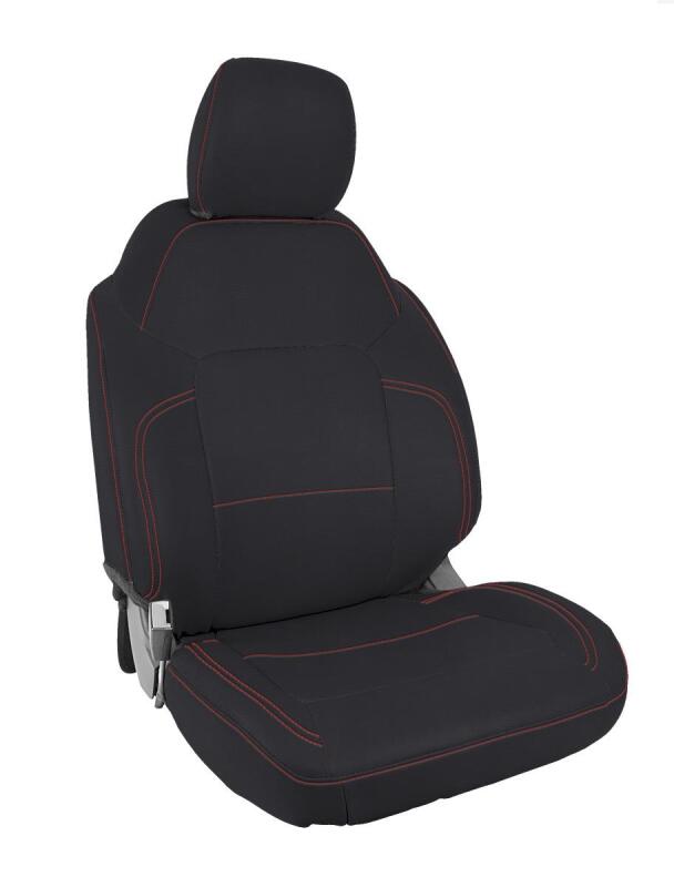 PRP 2021+ Ford Bronco 4 Door Front Seat Covers (Pair) - Black w/ Red Stitching