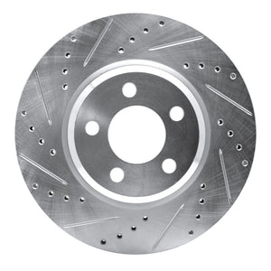 R1 09-23 Dodge Challenger Front Left Drilled & Slotted Silver Brake Rotor