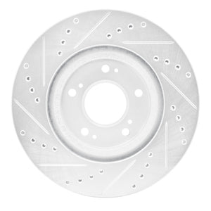 R1 04-12 Mitsubishi Eclipse Front Right Drilled & Slotted Silver Brake Rotor