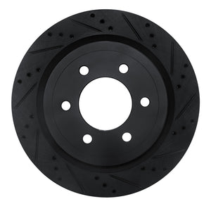 R1 18-21 Ford F-150 RWD Rear Right Drilled & Slotted Black Brake Rotor