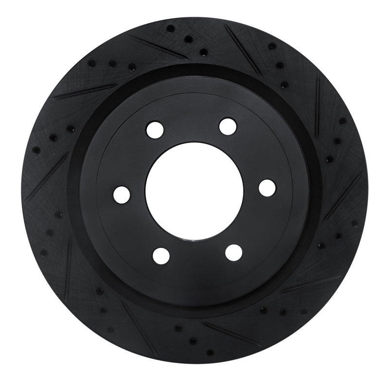 R1 18-21 Ford F-150 RWD Rear Right Drilled & Slotted Black Brake Rotor