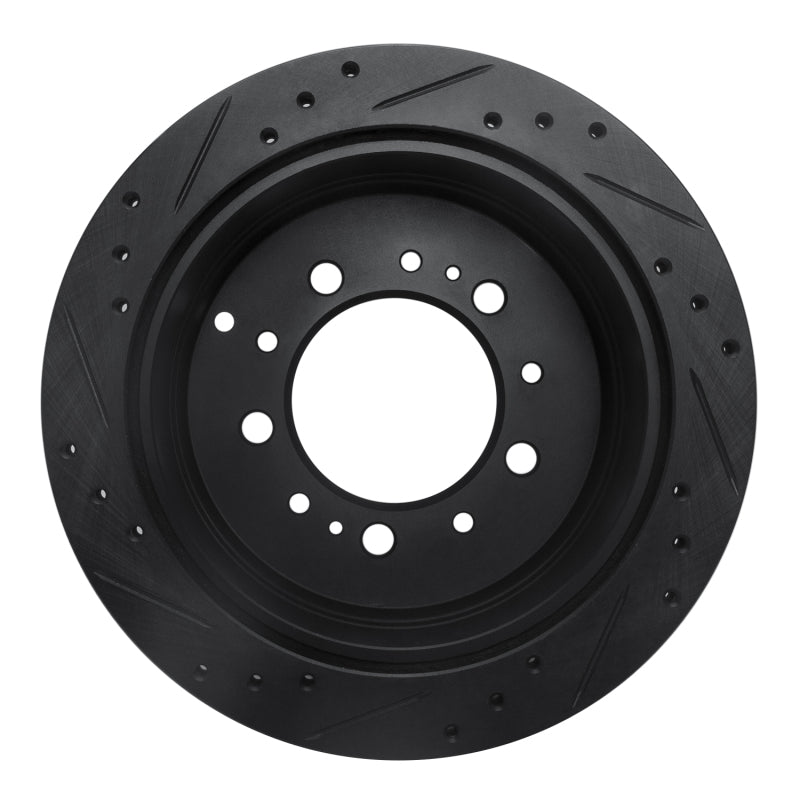 R1 98-07 Lexus LX470 Rear Right Drilled & Slotted Black Brake Rotor