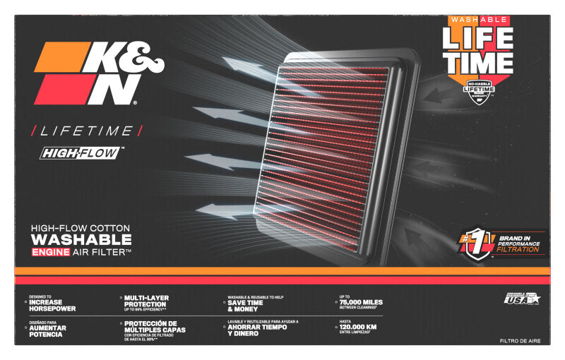 K&N 01-07 Mitsubishi Montero / 00-10 Pajero Drop In Air Filter
