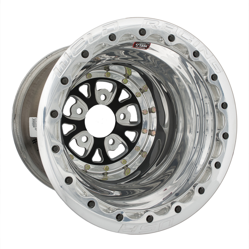 Weld V-Series 15x14/5x4.75/5 BS/3.18 HB - Black Center - Polished Shell - Polished SBL MT Wheel