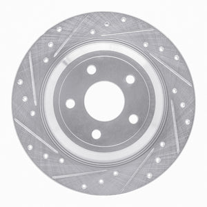 R1 2016-2025 Ford Bronco Sport Rear Left Drilled & Slotted Silver Brake Rotor