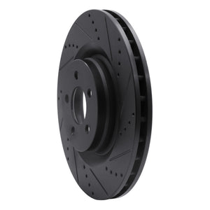 R1 05-23 Chrysler 300 Front Right Drilled & Slotted Black Brake Rotor