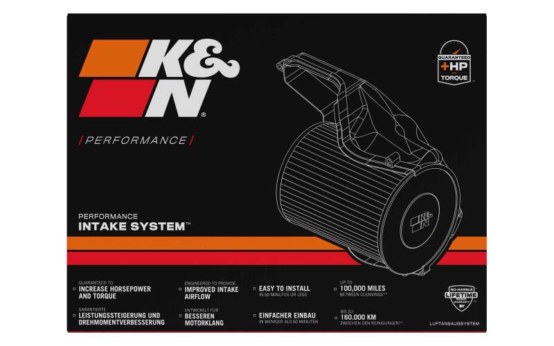 K&N Performance Intake Kit  07-10 Fiat Grand Punto /10-12 Punto Evo/12-13 Punto / 08-13 Alpha Mito