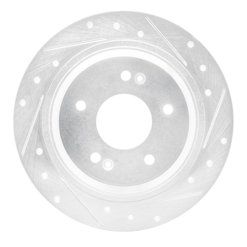 R1 18-25 Hyundai Kona Rear Right Drilled & Slotted Silver Brake Rotor
