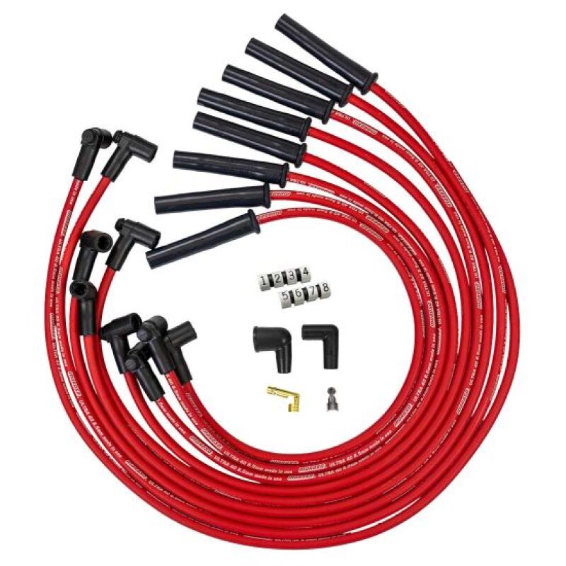 Moroso GM BBC 366-454 HEI-Style w/o Coil In Cap Ultra 40 8.5mm Multi-Angle Spark Plug Wire Set - Red