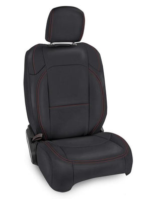 PRP 2018+ Jeep Wrangler JL/2 Door/ Non-Rubicon Front Seat Covers (Pair) - Black w/ Red Stitching