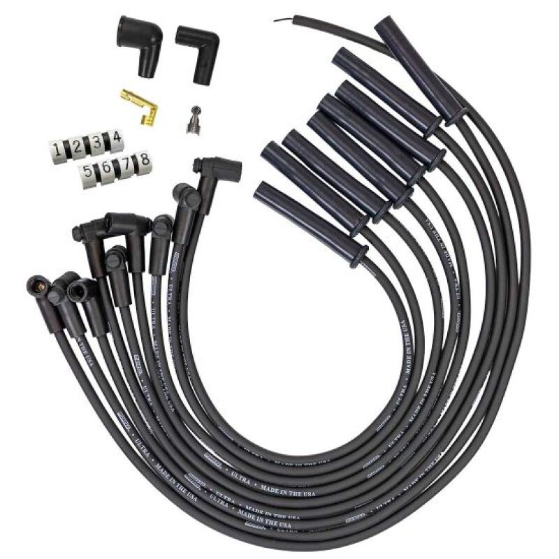 Moroso Ford 351C HEI-Style Cap Ultra 350 8mm Multi-Angle Boot Ignition Spark Plug Wire Set - Black