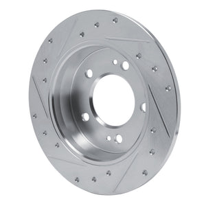 R1 11-25 Hyundai Elantra Coupe Rear Right Drilled & Slotted Silver Brake Rotor
