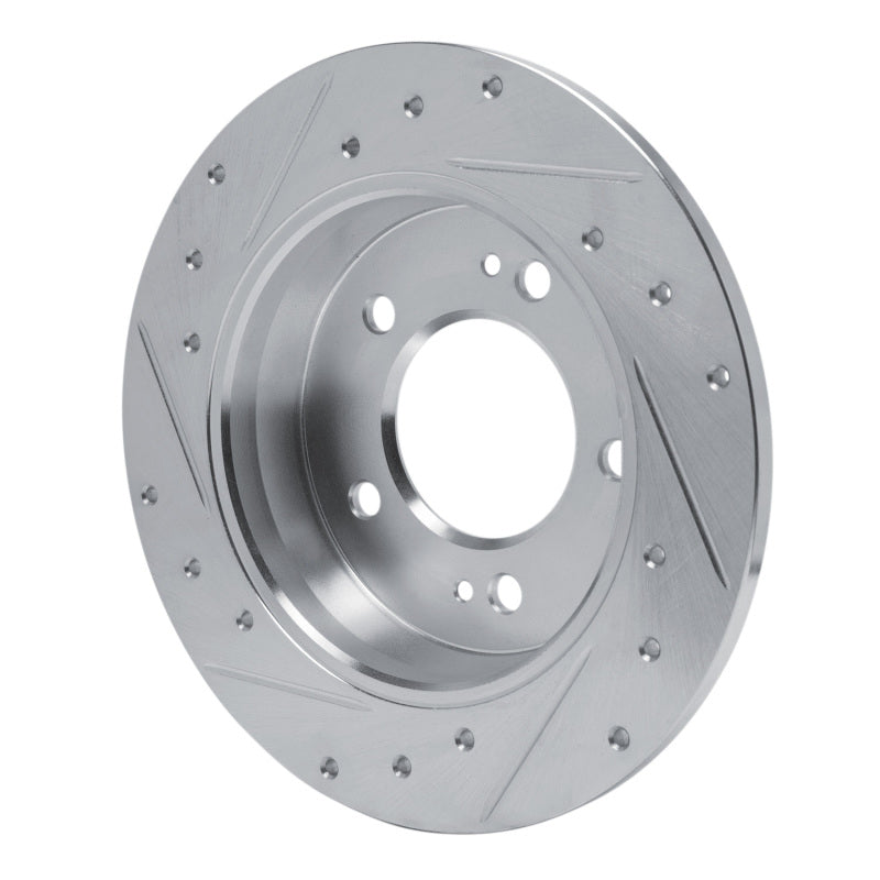 R1 11-25 Hyundai Elantra Coupe Rear Right Drilled & Slotted Silver Brake Rotor