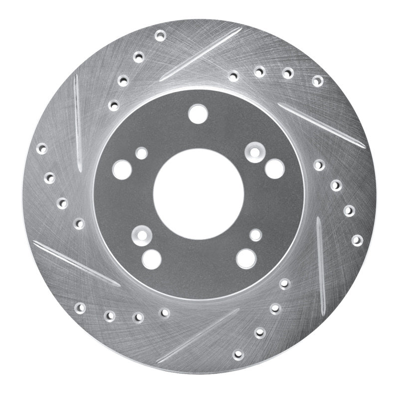 R1 02-15 Acura RSX Front Left Drilled & Slotted Silver Brake Rotor