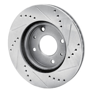 R1 04-04 Mitsubishi Lancer Front Left Drilled & Slotted Silver Brake Rotor
