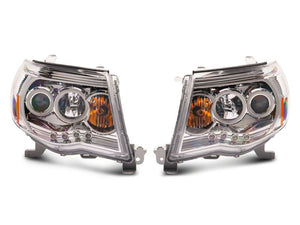 Raxiom 05-09 Toyota Tacoma Super White LED Halo Projector Headlights- Chrome Housing- Clear Lens